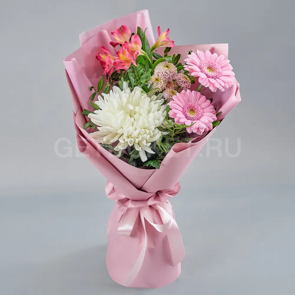 216904 Букет гербер, альстромерий и хризантемы