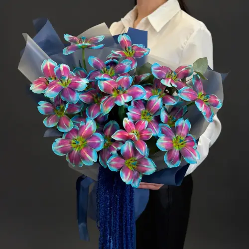 Букет "Магия оттенков" из тюльпанов